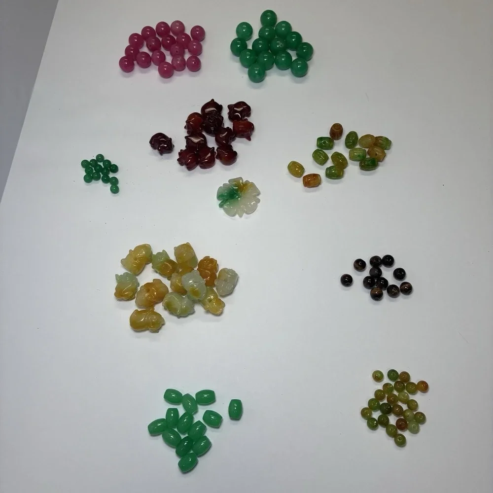 100+ Piece Natural Jadeite & Gemstone Bead Set for Jewelry Making Multicolor